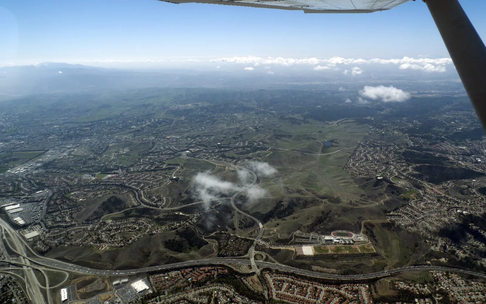 Landscape view of Chino Hills with rolling terrain and residential development